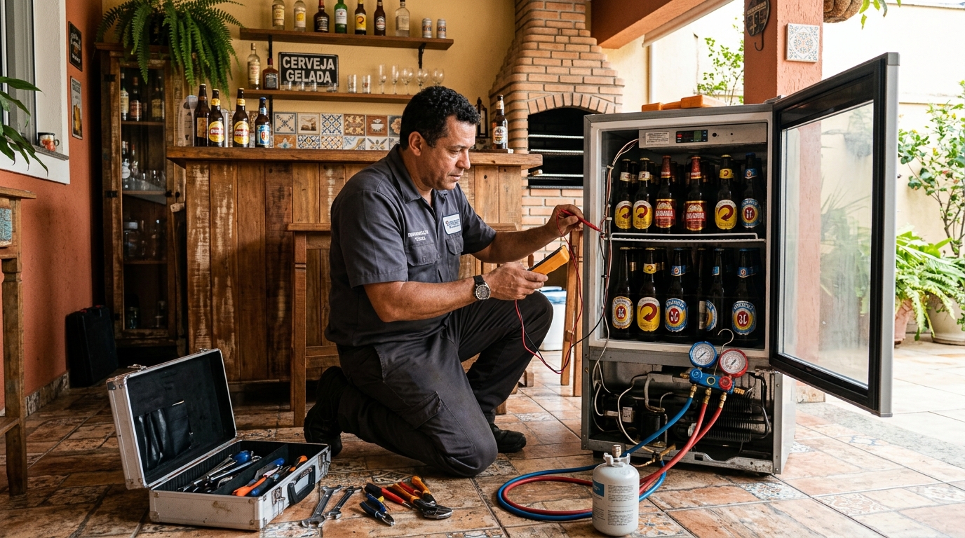 Recarga de gás refrigerante em cervejeira em atendimento em Salvador‑BA
